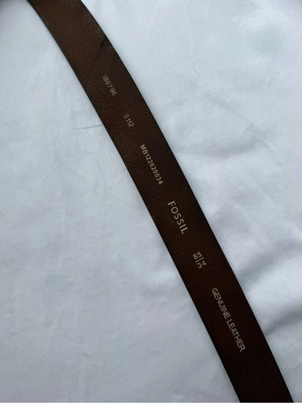 Fossil Deep Brown Genuine Leather Belt with Silver Accents